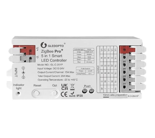 ZigBee + RF2,4G 5in1 dimmer - 5x15A