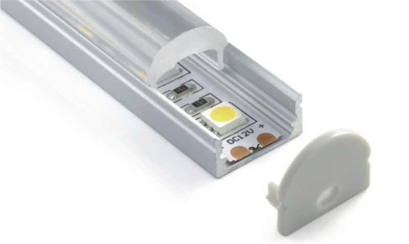 Ovalt matteret dæksel til aluminiumsprofil - A18