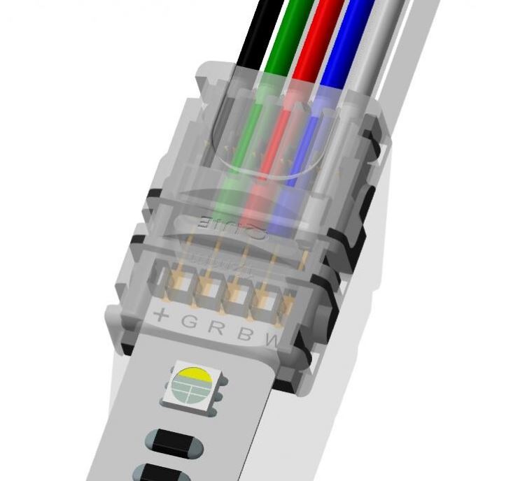 Hurtigskjøt LED stripe 12mm RGBW -> kabel - S7