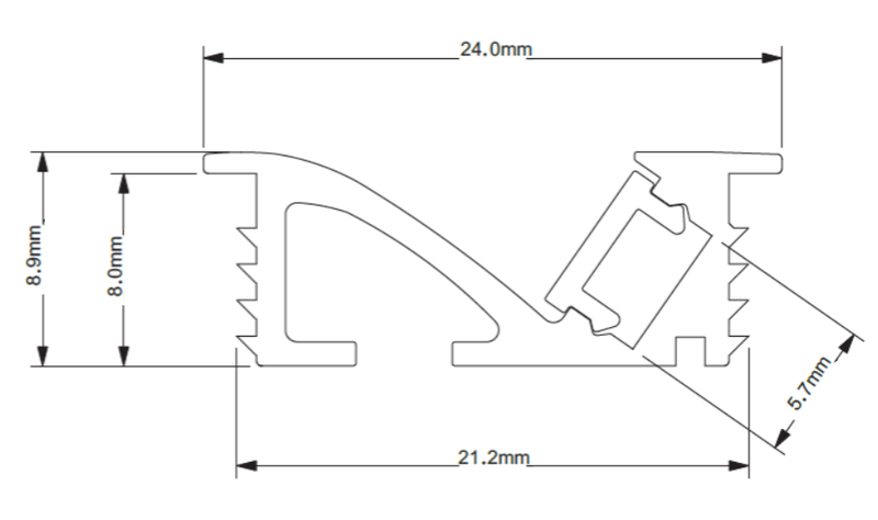 Asymmetrisk infälld hylla - A52