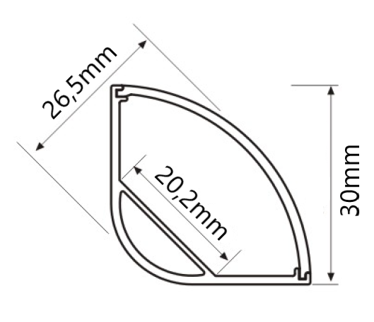 90 grader 30x30mm - A75